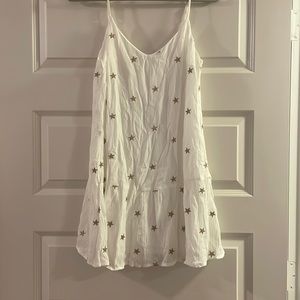 francesca’s embroidered white and gold star dress